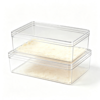 Boîte à gâteau rectangulaire en plastique PS transparent épaissi de qualité alimentaire, empilable, pour l'emballage alimentaire de boulangerie à domicile et le stockage de mousses et pâtisseries