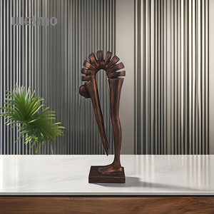 Decoración de Interiores Nórdica, Escultura Abstracta de Resina en Bronce Oscuro con Forma Curva, Decoración Artística para Sala de Estar - Product Image 3