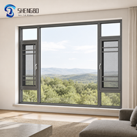 Fenêtres à battants en alliage d'aluminium de luxe modernes de haute qualité, double vitrage trempé, chambres à coucher, cuisines, horizontales, en acier inoxydable