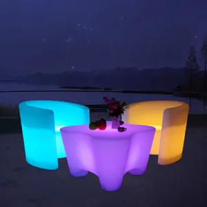 מדהים מודרני RGB 16 צבעים LED קפה שולחן וכיסא LED מסעדת ריהוט לאירוע