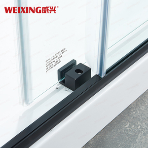 Porta della <span class=keywords><strong>doccia</strong></span> in acciaio inossidabile senza cornice in vetro temperato nero opaco con singolo scorrevole in appartamento personalizzato di alta qualità - Product Image 5