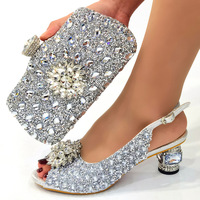 2024 femme italienne talons hauts sandales et sac assorti ensemble pour la fête chaussures africaines pour correspondre à la robe ensemble de mariage africain