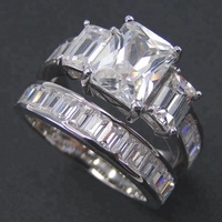 Ensemble de bagues de fiançailles et de mariage en argent sterling 925 avec zircone cubique