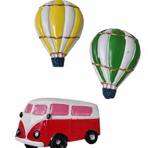 Linda pegatina tridimensional para refrigerador con diseño de autobús y globo aerostático, venta directa de fábrica, pegatina creativa para decoración de refrigerador - Product Image 2