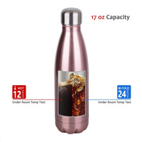Bouteille d'eau sous vide isolée en acier inoxydable de 17oz 500ml avec couvercle