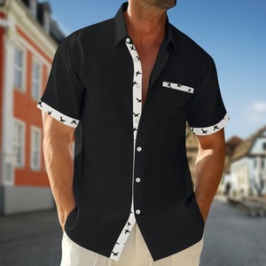 Camisa de Verano 2026 para Hombre, con Estampado Floral, 100% Poliéster, Anti-Pilling, Casual, con Botones, Bolsillos, Manga Corta y Cuello Camisero - Product Image 1