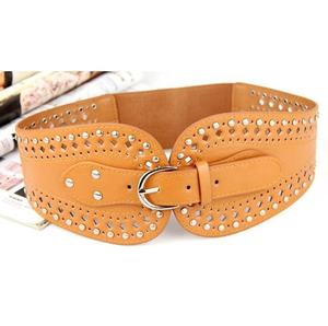 Ceinture élastique en cuir PU pour femmes, Vintage, rétro, taille large - Product Image 4