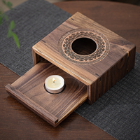 Chauffe-thé décoratif en bois et verre avec bougie pour café et thé, style zen asiatique, durable et écologique, portable