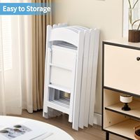 Chaises pliantes en résine, lot de 4, avec assise rembourrée en vinyle, pour intérieur et extérieur, événements, fêtes, mariages - Blanc
