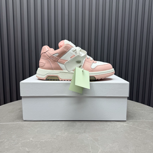 Women Pink and White Low Top Leather <b>Skate</b> Sneakers Casual Lace Up Streetwear Shoes - Product Image 1