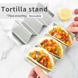 Soportes Ondulados Pequeños Personalizados al por Mayor, Paquete de 4, Soporte para Tacos de Acero Inoxidable, Estilo Bandeja - Product Image 4