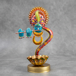 Handmade Iron Krishna <b>Tealight</b> Holder Decorative Candle <b>Lantern</b> for Home Meditation Diwali Table Decor - Product Image 1