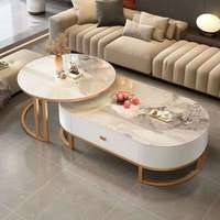 Modernes Langlebiges Umweltfreundliches Couchtisch-Set mit Gehärteter Glasplatte 2-teilig Luxuriöser Silber-Gold Edelstahl Leicht zu Reinigen Wohnzimmer