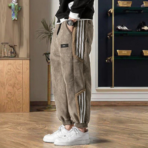 OEM 2025 High Quality Men Plus Size Cashmere Woolen Breathable Pleated Front Gym Cordset Autumn Straight Casual Jumpsuit Elastic - Product Image 2