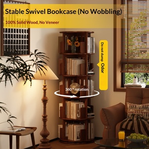 Libreria Girevole Multifunzionale in Legno Massello per Libri Illustrati per Bambini, Salvaspazio, da Terra, Rotazione a 360 Gradi - Product Image 2