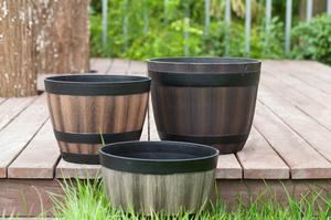 Maceta de Plástico con Aspecto de <span class=keywords><strong>Madera</strong></span> Vintage Ecológica con Orificio de Drenaje para Jardín, Uso Interior/Exterior, Duradera - Product Image 4