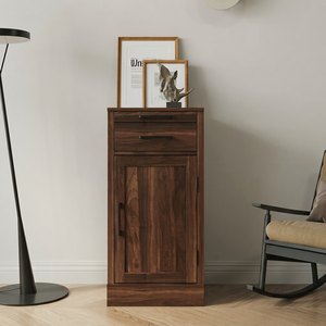 Mueble de Almacenamiento de Madera Oscura con Cajón y Puerta, Organizador Creativo de Pie para Sala de Estar Moderna u Oficina, Compra al por Mayor - Product Image 1