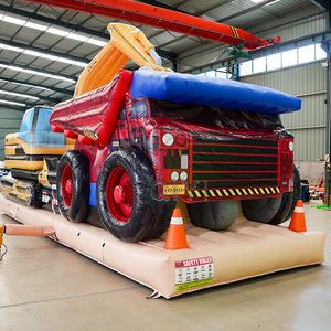 Château gonflable commercial d'extérieur avec toboggan, thème excavatrice, maison de jeu gonflable en PVC pour enfants - Product Image 3