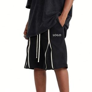 กางเกงขาสั้นผู้ชายแฟชั่นลำลอง ระบายอากาศได้ดี แต่งระบายผ้าขนสัตว์ ตัดสีตัดกัน ทรงหลวม ปรับแต่งได้ พร้อมเชือกผูกเอว - Product Image 3