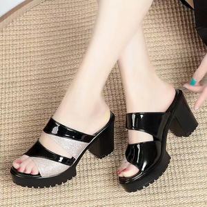 Sandales d'été pour femmes à talon haut et semelle épaisse, style bouche de poisson, imperméables, chaussures et mules à bride unique - Product Image 4