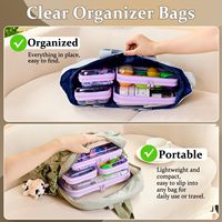 4 pochettes à fermeture éclair en PET transparent rigide, portables et multifonctions, pour sacs de voyage, couches et cosmétiques