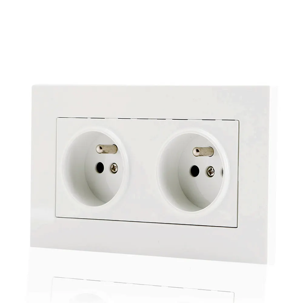 For General-Purpose Hot Sell Electrical Wall French Socket EU Standard Double French Socket Plug 16A 220V -250V