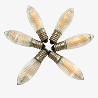 Bombilla LED COB E10 C6 con Filamento, 8-55V 0.2W, Bombilla Decorativa para Arco de Navidad
