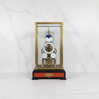 Reloj de Pulsera Esqueleto con Cadena de Fusión de 8 Días, Esfera con Fases Lunares y Calendario, Diseño de Ruedas de Viento en Forma de Cúpula Cúbica Estilo Viena, Chapado en Oro de 24K