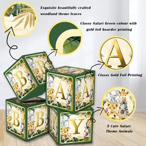 Jungle King Theme Lush Green Party Decor <strong>Boxes</strong> Blocks <strong>Safari</strong> Baby Shower Decorations Letter <strong>Boxes</strong> for Gender Reveal Party - Product Image 3