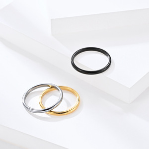 Anillo minimalista curvo de acero de tungsteno de 2 mm para comercio electrónico transfronterizo, anillo unisex de boda/compromiso, anillo de meñique de tungsteno dorado, joyería - Product Image 2