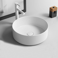 Lavabo rond, lavabo de petite taille pour balcon de la maison salle de bain en acrylique modifié, mini bassin simple petit bassin rond