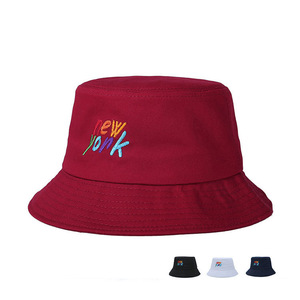 New York Bucket Hat Cotton Women's Outdoor Fisherman Hat Spring Autumn 56-58CM Colorful Embroidery - Product Image 1