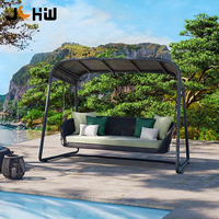 Fauteuil suspendu moderne en corde tressée avec structure en alliage d'aluminium pour patio, villa, resort, jardin, balcon, piscine, extérieur