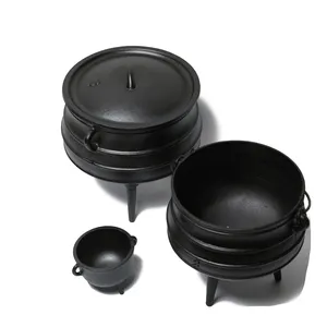 Atacado de fábrica áfrica do sul 3 potes de ferro fundido mini potes de ferro fundido preto três pernas potjie arroz