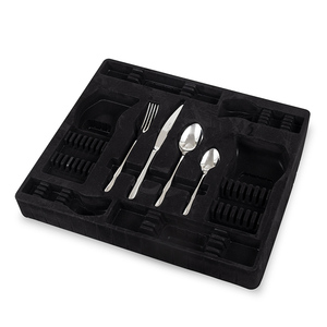 Plastic Tray Cutlery Plastic Black Plastic Tray Plastic Blister Tray Custom Black PS Flocky Tray For Cutlery Tableware