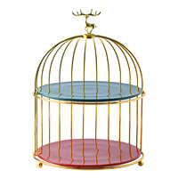 Support à gâteau de luxe en métal à 2 niveaux en forme de cage à oiseaux, personnalisable en couleur et taille, pour décoration romantique de mariages et de fêtes