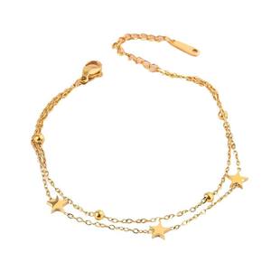 उत्कृष्ट टाइटेनियम स्टील बांगल नई शैली गर्मियों के बिंगल स्टार डबल लेयर ब्रैसलेट 18k सोने के प्लेटेड गहने - Product Image 5
