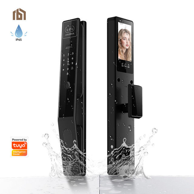 Smart Door Lock With Video Intercom Fingerprint Face Recognition Tuya App IP65 Waterproof Palm Unlock Aluminum Alloy