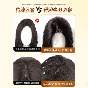 วิกผมยาวตรงสำหรับผู้หญิง Tianxuan Nanxiang พร้อมผมม้าปัดข้าง  แบบมีเชือกผูกด้านหน้า  ไรผมดูเป็นธรรมชาติ  แบบเต็มศีรษะ - Product Image 5