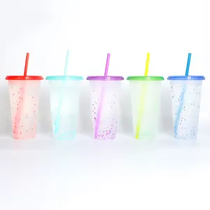 Suppliers bulk color changing wholesale plastic cups sublimation mug coffee travel tumbler with lid and straw