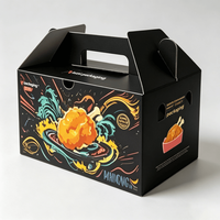 Boîtes en carton personnalisées pour hamburgers, frites, poulet et sushis avec poignée et doublure, emballages jetables pour la restauration rapide à emporter