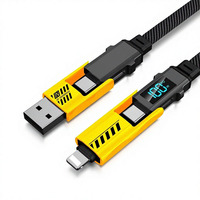 Kabel Pengisian Cepat 100W Tipe-C 4-in-1 dengan Selubung Nilon, Konduktor Tembaga Murni untuk Perangkat IOS & Android, Kompatibel dengan Earphone
