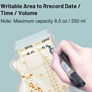Sacchetti per la Conservazione del Latte Materno <span class=keywords><strong>in</strong></span> PET Usa e Getta 8.5oz/250ml 30pz/Confezione Senza BPA Autoportanti per l'<span class=keywords><strong>Allattamento</strong></span> - Product Image 4