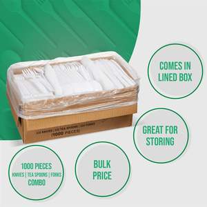 <b>disposable</b> <b>plastic</b> <b>plates</b> forks and spoons 18cm 3.6g Biodegradable BPA Free Food Safe for restaurant use - Product Image 5