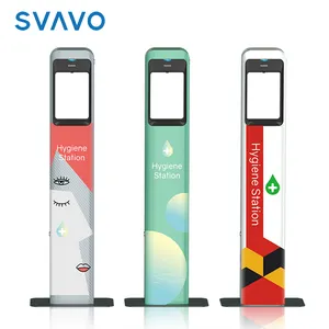 SVAVO-termómetro infrarrojo personalizado con 75% de Alcohol, estación de higiene con pulverización automática con jabón líquido