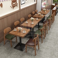 Café thé boutique complète moderne commercial café chêne stratifié bois carré Restaurant meubles table et chaises ensemble