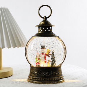 Décoration de Noël antique en plastique Père Noël à piles avec paillettes, eau tournante, lanterne musicale de Noël à LED, globe à neige - Product Image 4