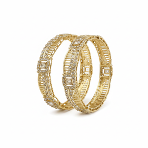 Premium Austrian Stone Statement Fine <b>Bangles</b> <b>Set</b> Elegant Designer Jewelry Bridal Collection - Product Image 2