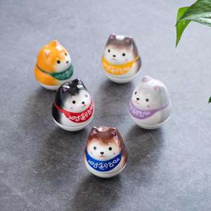 לנדה בסגנון יפני מתנה קרמי המכונית קישוט, חיית מחמד פרח בר מזל דמות בלתי שביר, אפור בהיר - Product Image 3