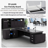Bureau de direction de luxe avec finition marbre, bureau exécutif moderne en bois avec rangement pour mobilier de bureau de PDG haut de gamme